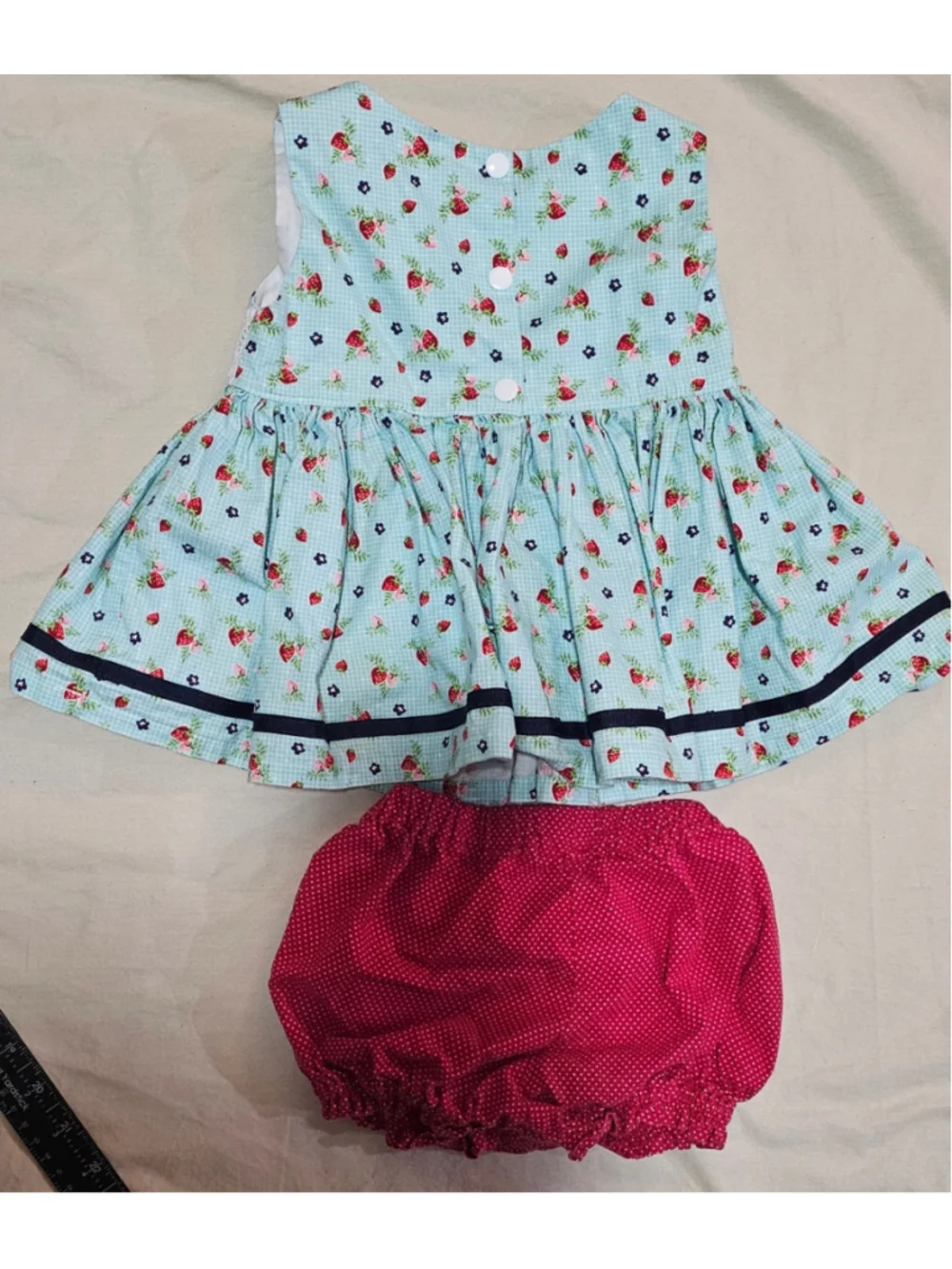 Grammie's Nook Handmade Berry Dress and Bloomer Set Toddler Girls 2T Blue Red